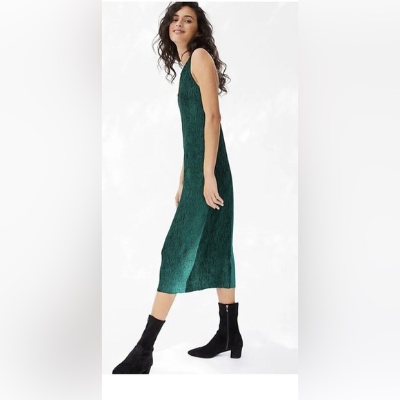 Maeve Anthropologie Adrienne Twist-back Velvet Midi Dress in Green, Size S - Picture 2 of 9
